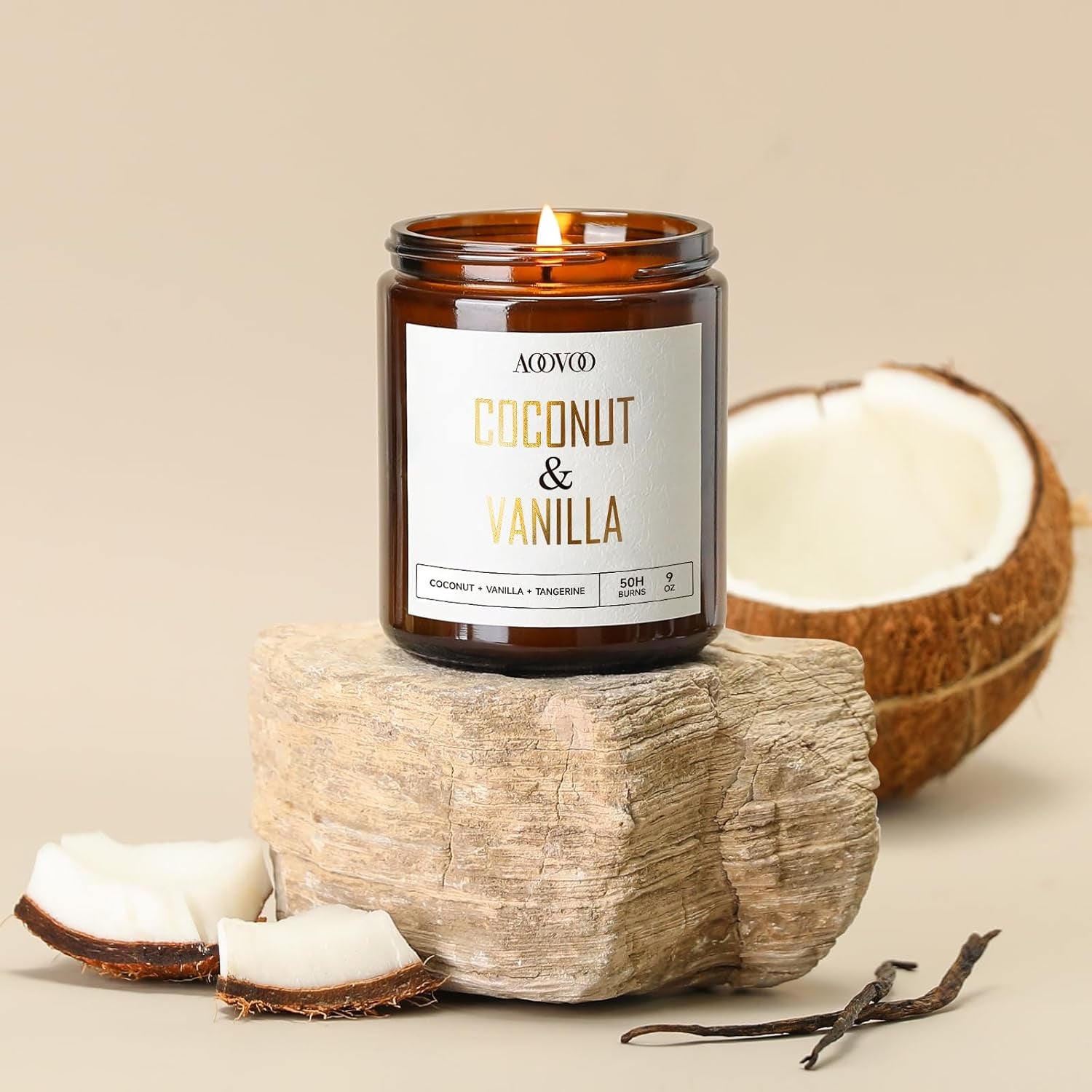 Coconut Vanilla Candles - Vanilla Candle, Scented Candles, Soy Candles, Aromatherapy Candle, Soy Wax Candle, Candle for Home Scented, 9Oz