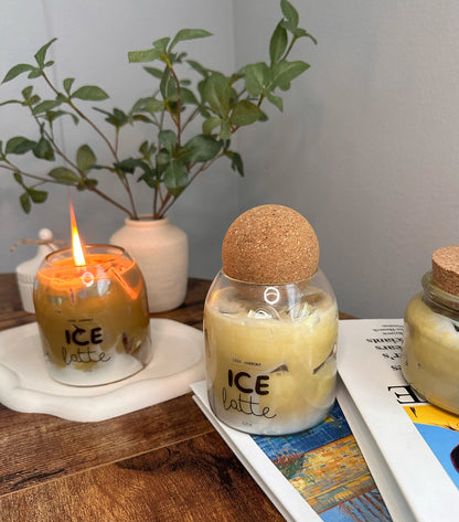 Iced Latte Coffee Candle – Realistic Ice Cube Design | Perfect Gift