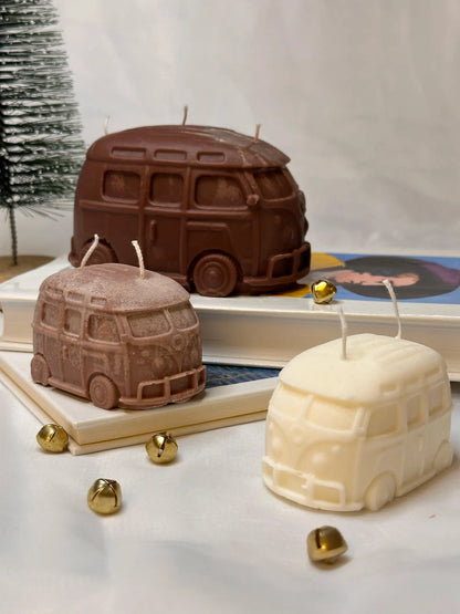 Hippie Bus Shaped Soy Candle – Handmade, Aesthetic Home Décor Gift