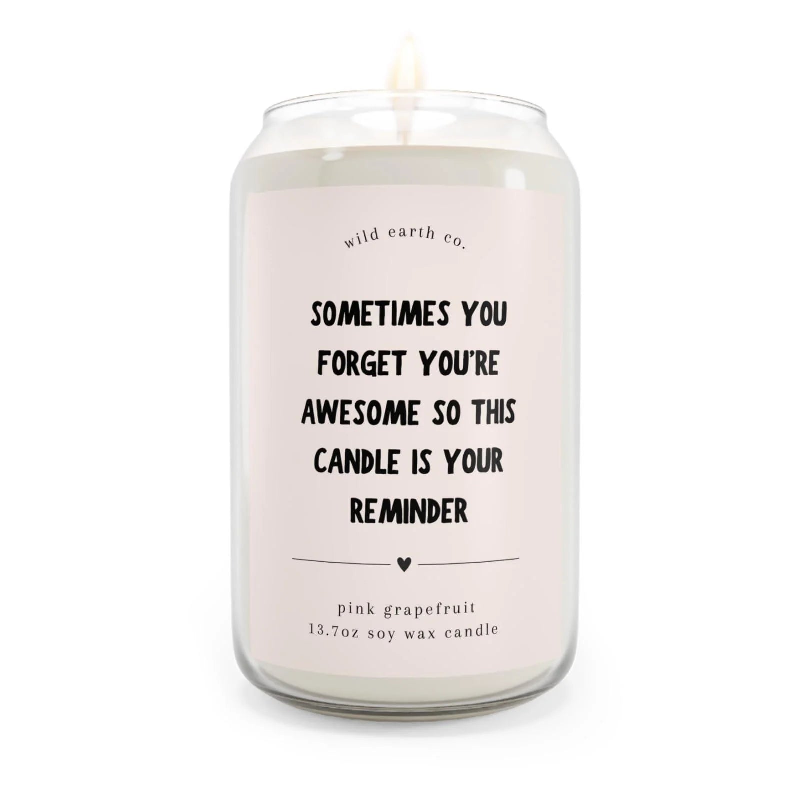 14Oz Scented Candle Jar Pink Grapefruit Soy Candle with You Are Awesome Message